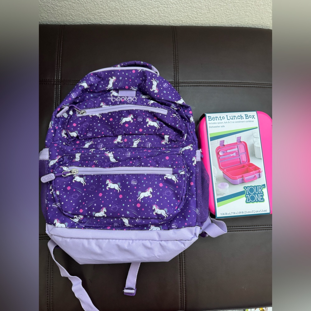 Bentgo Kids Backpack with Purple Unicorn Design & Bento Lunch Box